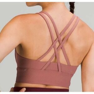 Lululemon Energy Long Line Bra Ribbed‎ Spiced Chai Cross Strap Back Comfortable